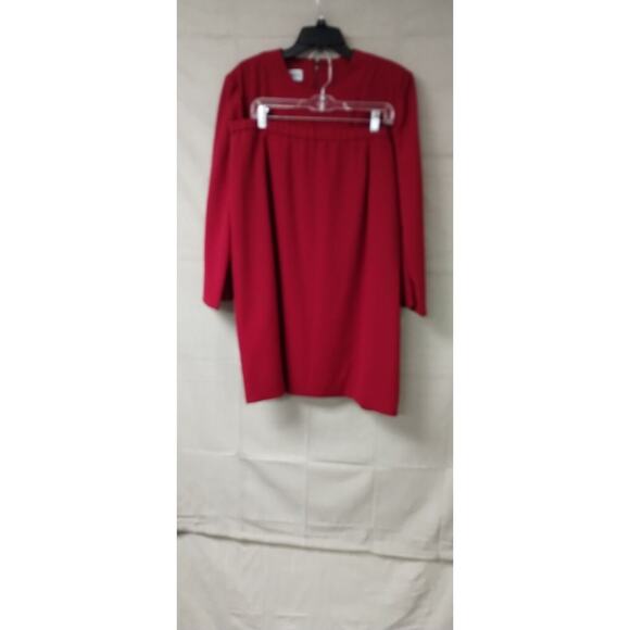 Diane Roberts Womens 2Pc Set Blouse Skirt Long Sleeve Elastic Waist Maroon 18H - Picture 1 of 12